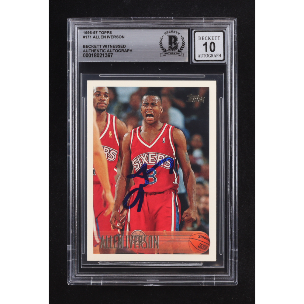 Allen Iverson Signed 1996-97 Topps #171 RC (BGS | Autograph Graded 10) at PristineAuction.com