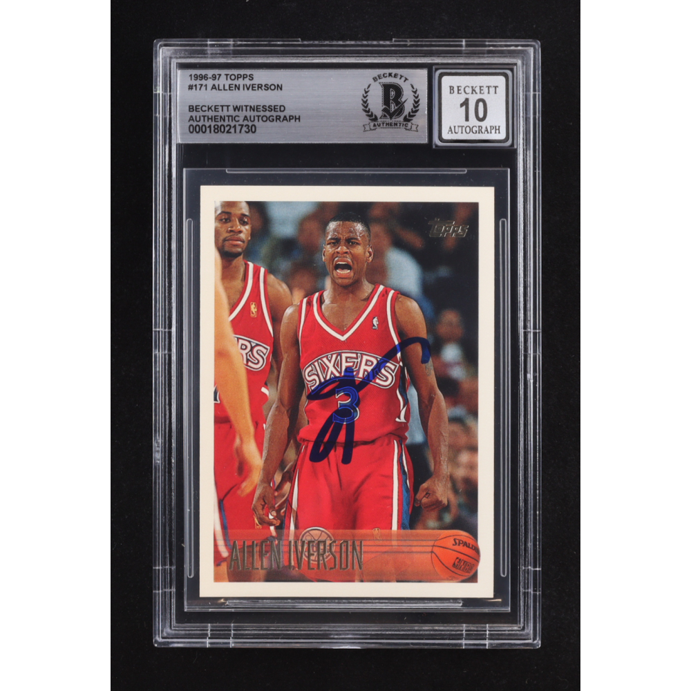 Allen Iverson Signed 1996-97 Topps #171 RC (BGS | Autograph Graded 10) at PristineAuction.com