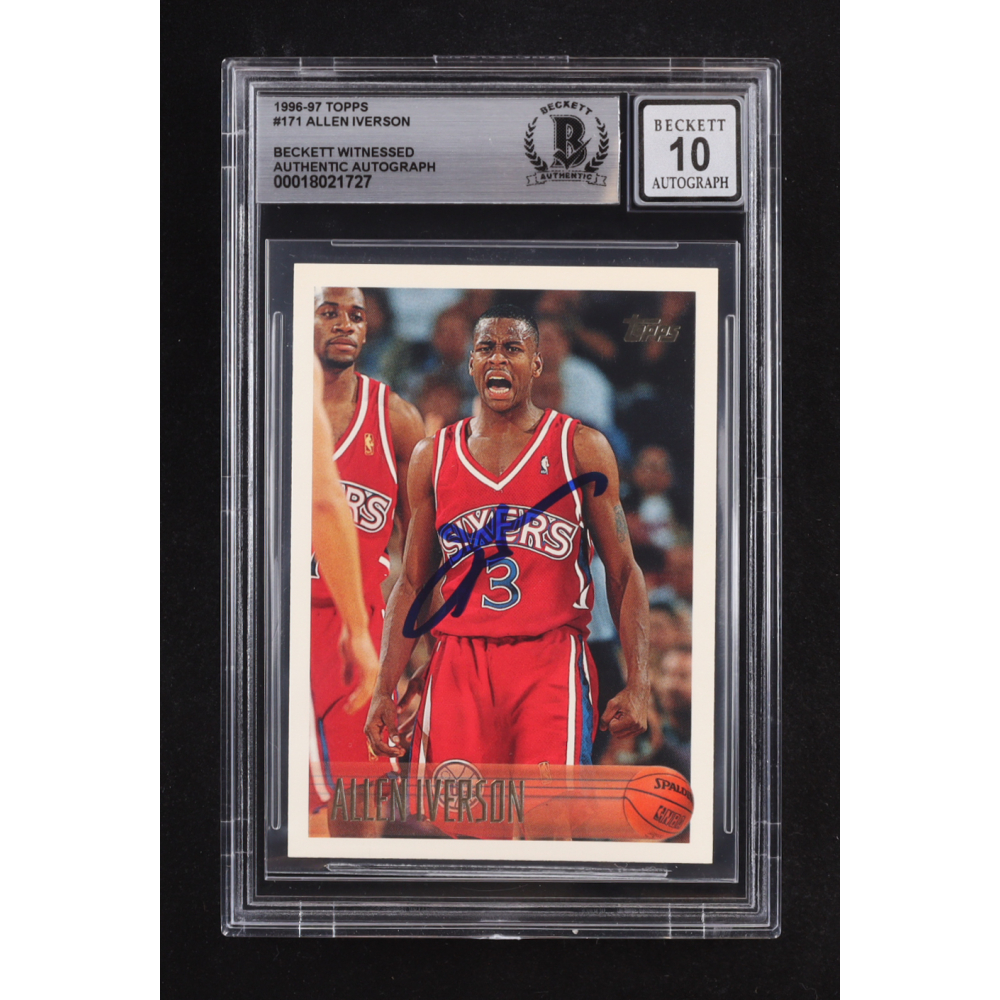 Allen Iverson Signed 1996-97 Topps #171 RC (BGS | Autograph Graded 10) at PristineAuction.com