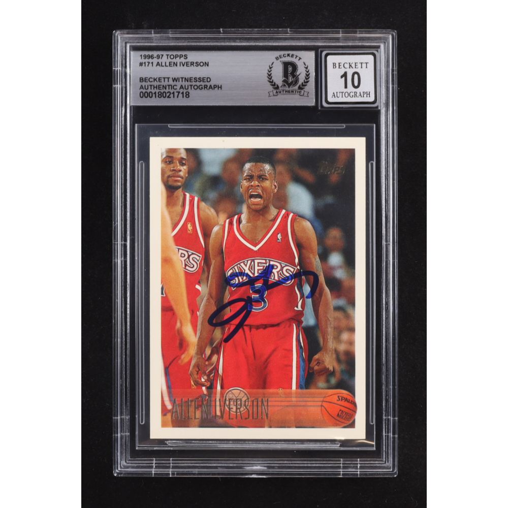 Allen Iverson Signed 1996-97 Topps #171 RC (BGS | Autograph Graded 10) at PristineAuction.com