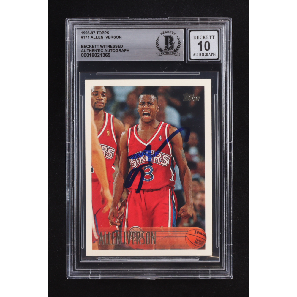 Allen Iverson Signed 1996-97 Topps #171 RC (BGS | Autograph Graded 10) at PristineAuction.com