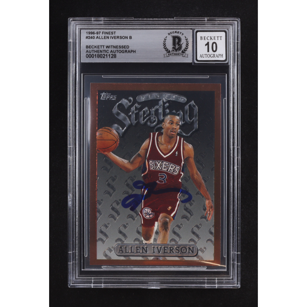 Allen Iverson Signed 1996-97 Topps Finest Sterling #240 RC (BGS | Autograph Graded 10) at PristineAuction.com