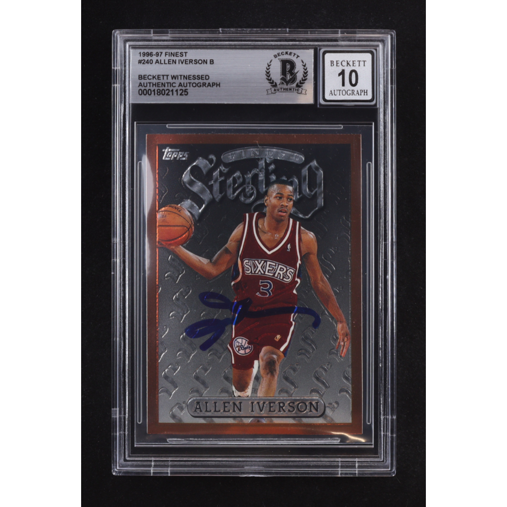 Allen Iverson Signed 1996-97 Topps Finest Sterling #240 RC (BGS | Autograph Graded 10) at PristineAuction.com