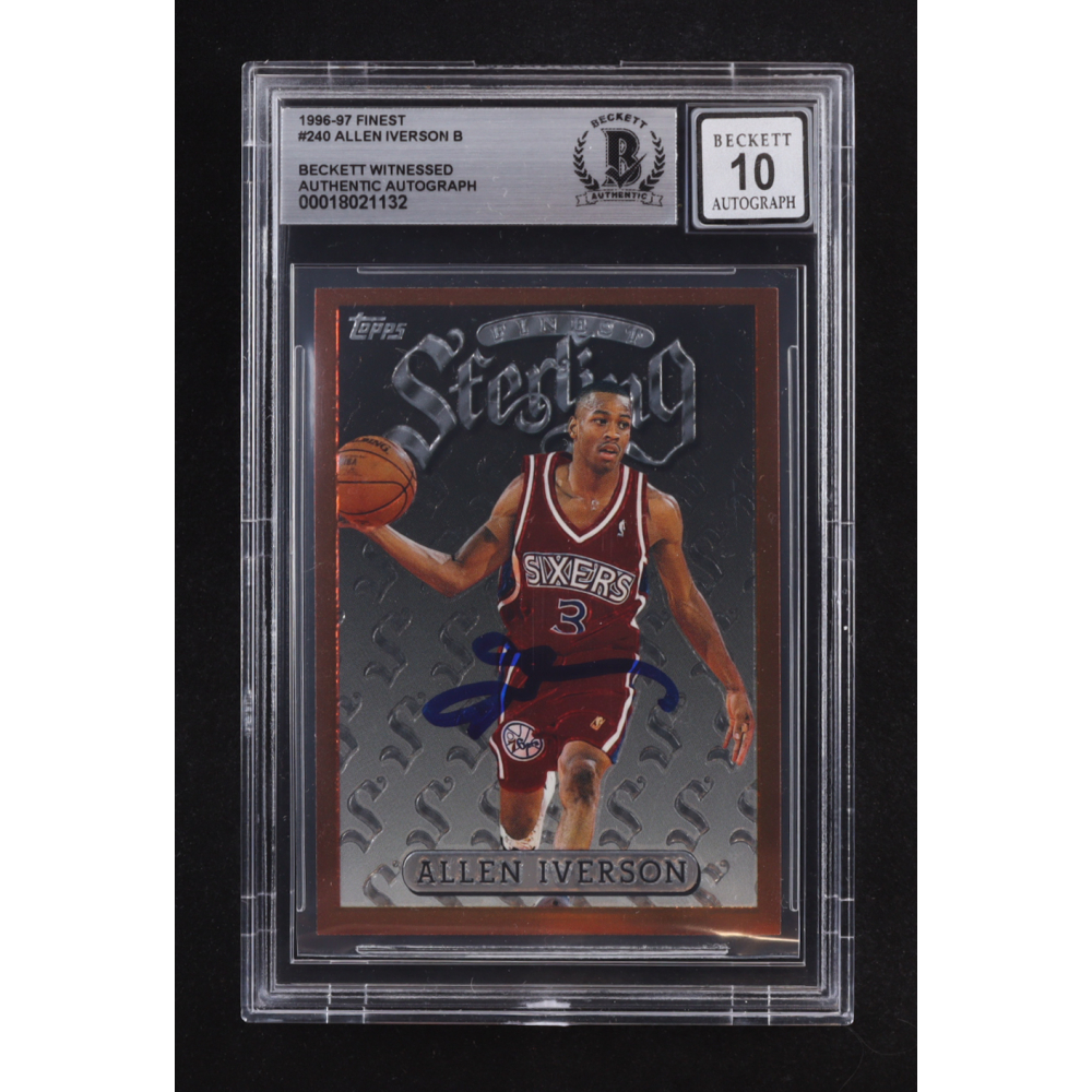Allen Iverson Signed 1996-97 Topps Finest Sterling #240 RC (BGS | Autograph Graded 10) at PristineAuction.com