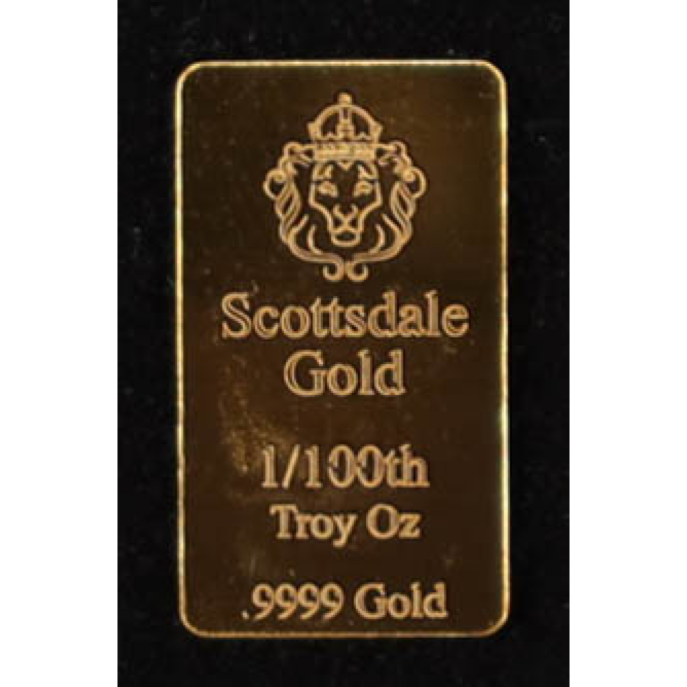 Scottsdale Gold 1/100 Troy Oz .9999 Fine Gold Bullion Bar at PristineAuction.com
