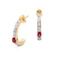0.67 (CTW) Ruby & Diamonds 18K Gold Plated Designer Earrings | Estimated Value $1,259 (AMG) at PristineAuction.com