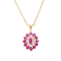 1.28 (CTW) Ruby & Diamonds 18K Gold Plated Designer Necklace Size, 18 in | Estimated Retail Value: $1,589 (AMG) at PristineAuction.com