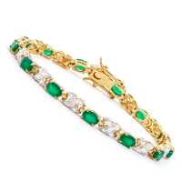 4.96 (CTW) Green Agate & Diamond 18K Gold Plated Designer Bracelet, 7.6 in | Estimated Value $2,019 (AMG) at PristineAuction.com