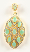 New 3.5 CTW Emerald & White Zircon Pendant | Estimated Retail Value: $2,200 (UGL) at PristineAuction.com