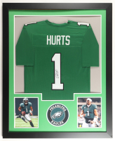 Jalen Hurts Signed Custom Framed Jersey Display with (2) Photos (JSA) at PristineAuction.com