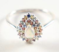 New 1 CTW Opal & Sapphire Ring | Estimated Retail Value: $950 (UGL) at PristineAuction.com
