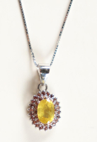 New 1.75 CTW Rhodolite & Yellow Sapphire Necklace | Estimated Retail Value: $1,875 (UGL) at PristineAuction.com