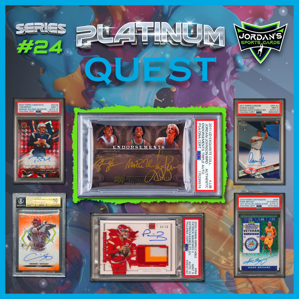 Platinum Quest Series 24 Sports Card Pack Mystery Box Presented by Jordan's Sports Cards - (1) Graded PSA, BGS, or SGC Card Per Pack - (Limited to 600 Packs!) at PristineAuction.com