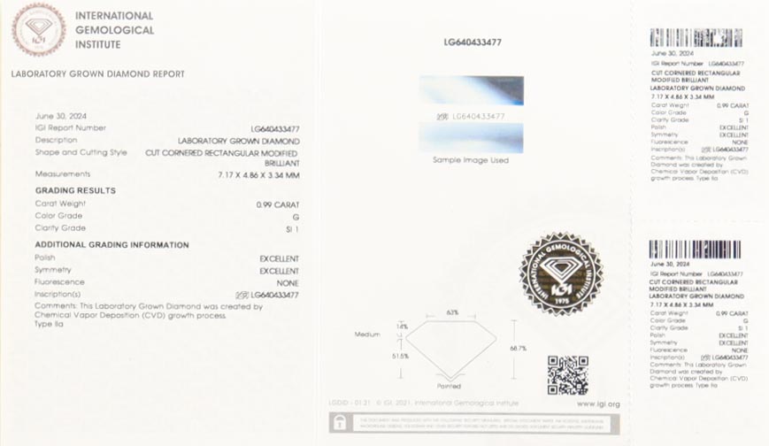 New .99 Carat Loose Lab Grown Diamond G, SI1 (IGI) at PristineAuction.com New .99 Carat Loose Lab Grown Diamond G, SI1 (IGI) at PristineAuction.com