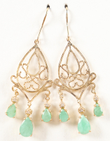 3.28 Total CTW Pair of (2) Diamond & Emeralds 18K Yellow Gold Plated Sterling Silver Earrings I, I3 (GLS) at PristineAuction.com
