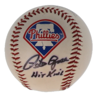 Pete Rose Signed ONL Phillies Logo Baseball Inscribed "Hit King" (PSA) at PristineAuction.com
