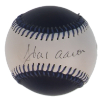 Hank Aaron Signed National Hall of Fame 50th Anniversary Logo Baseball (PSA) at PristineAuction.com