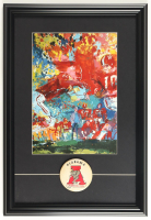 Alabama Football with Coach Bear Bryant Custom Framed Leroy Neiman Art Print with Crimson Tide Lapel Pin at PristineAuction.com