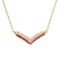0.72 (CTW) Ruby & Diamond 18K Gold Plated Designer Necklace, 19 in | Estimated Value $1,689 (AMG) at PristineAuction.com