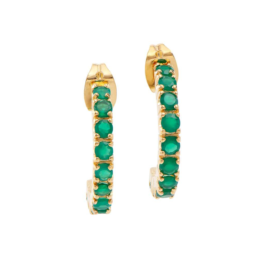 1.38 CTW Green Agate 18K Gold Plated Designer Earrings | Estimated Retail Value: $1,239 (AMG) at PristineAuction.com