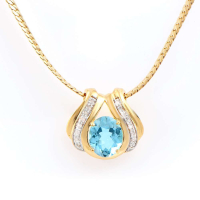 6.17 (CTW) Blue Topaz & Diamond 18K Gold Plated Designer Necklace, 16 in | Estimated Value $1,739 (AMG) at PristineAuction.com