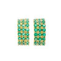 2.45 (CTW) Green Agate 18K Gold Plated Designer Earrings | Estimated Value $1,249 (AMG) at PristineAuction.com