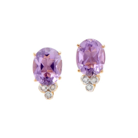 3.01 (CTW) Amethyst & Diamond 18K Gold Plated Designer Earrings | Estimated Value $1,239 (AMG) at PristineAuction.com