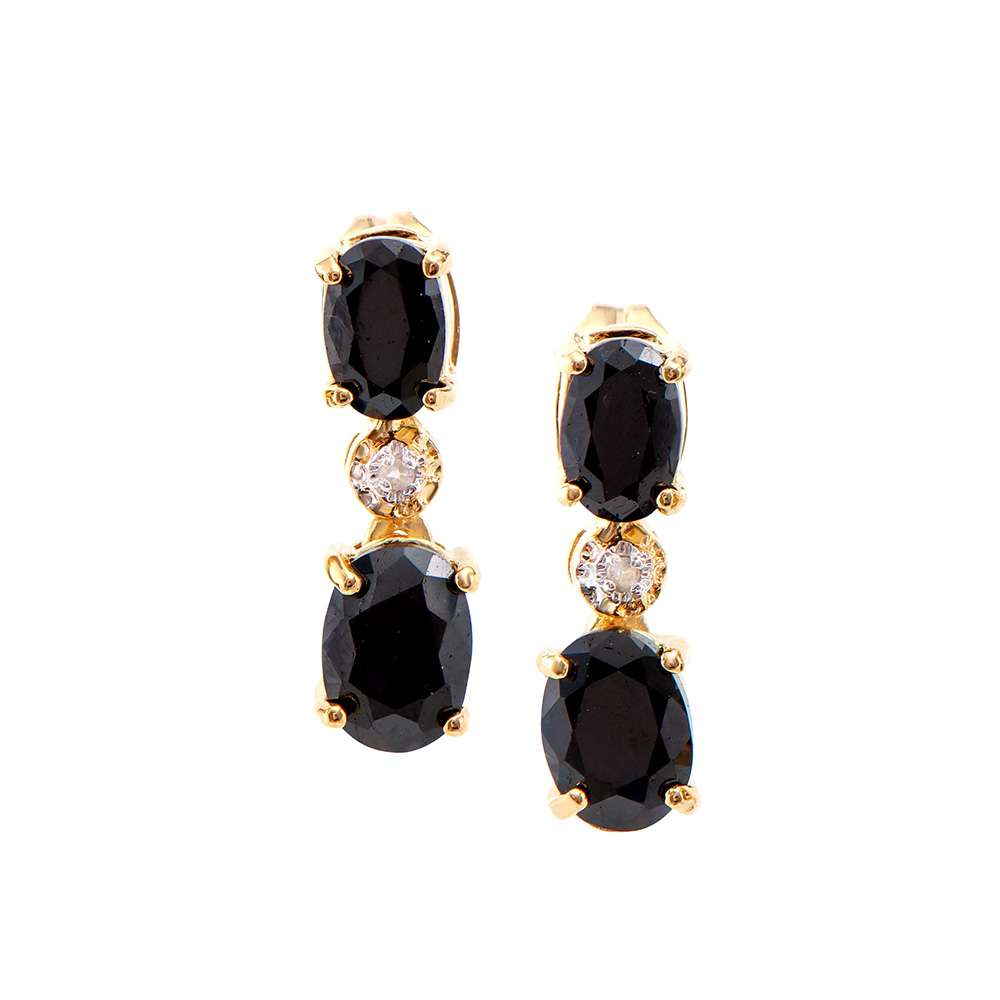 3.32 CTW Black Sapphire & Diamond 18K Gold Plated Designer Earrings | Estimated Value $1,189 (AMG) at PristineAuction.com