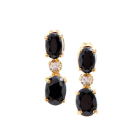 3.32 (CTW) Black Sapphire & Diamond 18K Gold Plated Designer Earrings | Estimated Value $1,189 (AMG) at PristineAuction.com