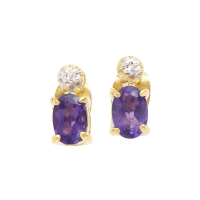 0.87 (CTW) Amethyst & Diamond 18K Gold Plated Designer Earrings | Estimated Value $1,129 (AMG) at PristineAuction.com