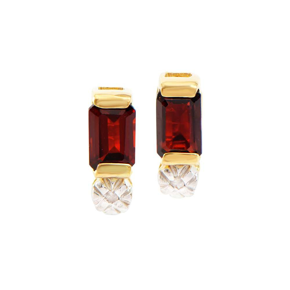 1.17 (CTW) Garnet & Diamond 18K Gold Designer Earrings | Estimated Value $1,129 (AMG) at PristineAuction.com