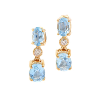 2.82 (CTW) Blue Topaz & Diamond 18K Gold Plated Designer Earrings | Estimated Value $1,119 (AMG) at PristineAuction.com