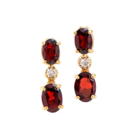 2.52 (CTW) Garnet & Diamond 18K Gold Plated Designer Earrings | Estimated Value $1,119 (AMG) at PristineAuction.com