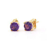 1.42 (CTW) Amethyst 18K Gold Plated Designer Stud Earrings | Estimated Value $1,199 (AMG) at PristineAuction.com