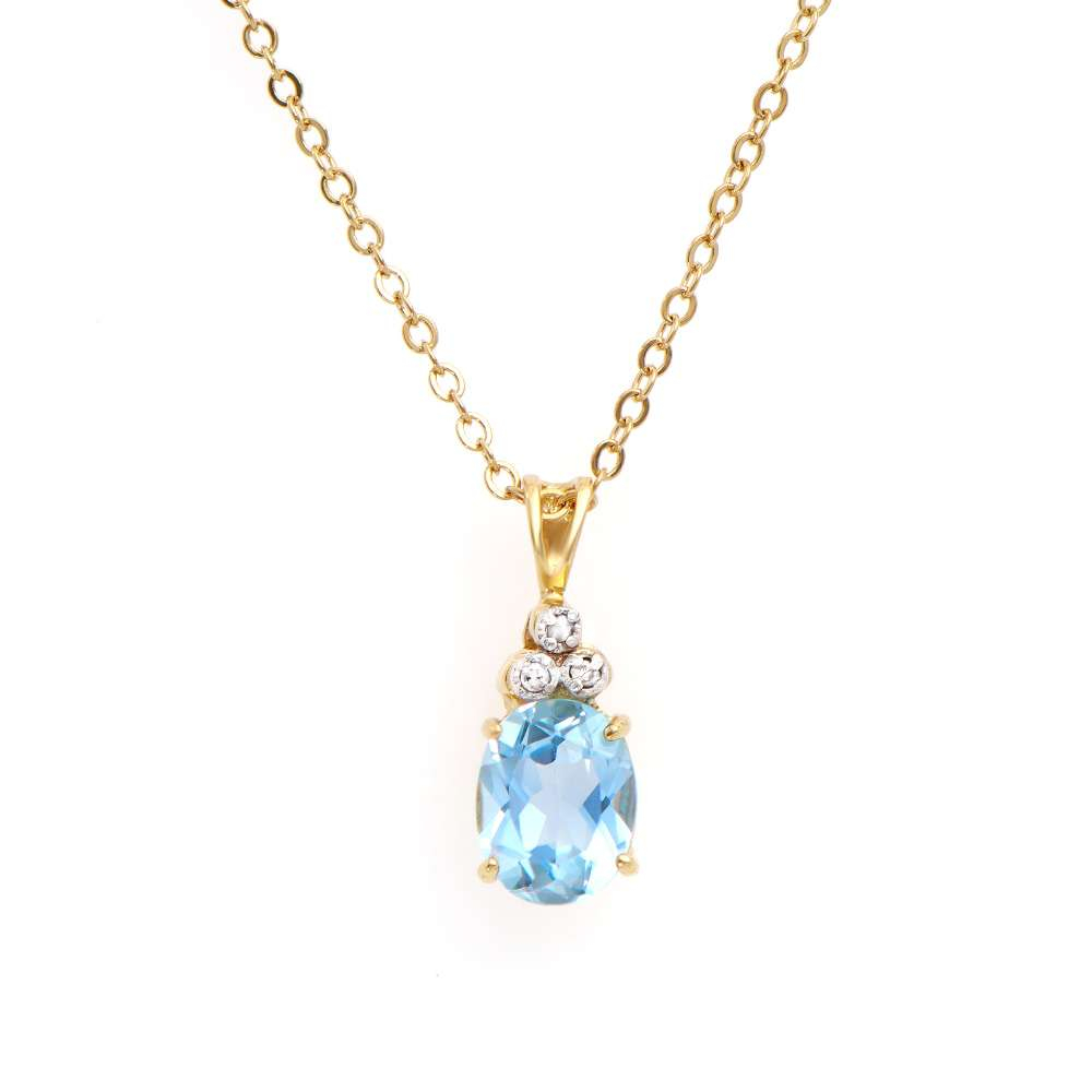 4.38 (CTW) Blue Topaz & Diamond 18K Gold Plated Designer Necklace, 18 in | Estimated Value $1,689 (AMG) at PristineAuction.com