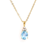 4.38 (CTW) Blue Topaz & Diamond 18K Gold Plated Designer Necklace, 18 in | Estimated Value $1,689 (AMG) at PristineAuction.com
