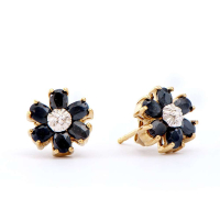 3.07 CTW Sapphire & Diamond 18K Gold Plated Designer Earrings | Estimated Value $1,219 (AMG) at PristineAuction.com