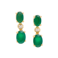 1.97 (CTW) Green Agate 18K Gold Plated Designer Earrings | Estimated Value $1,289 (AMG) at PristineAuction.com