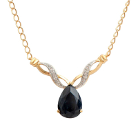 5.61 (CTW) Sapphire & Diamond 18K Gold Plated Designer Necklace, 19 in | Estimated Value $1,739 (AMG) at PristineAuction.com