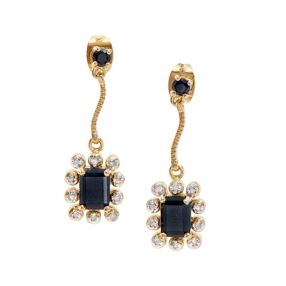 2.52 (CTW) Sapphire & Diamond 18K Gold Plated Designer Earrings | Estimated Value $1,279 (AMG) at PristineAuction.com