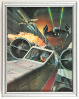 Star Wars A New Hope "Luke in the Trench" Ralph McQuarrie Custom Framed Pre-Production Art Photo Display at PristineAuction.com