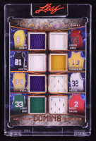 Kobe Bryant / LeBron James / Tim Duncan / Wilt Chamberlain / Shaquille O'Neal / Karl Malone / Larry Bird / Mose Malone  2024 Leaf Pearl DOMIN8 Game-Used Memorabilia Bronze #D84 #07/10 at PristineAuction.com
