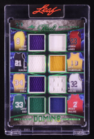 Kobe Bryant / LeBron James / Tim Duncan / Wilt Chamberlain / Shaquille O'Neal / Karl Malone / Larry Bird / Mose Malone 2024 Leaf Pearl DOMIN8 Game-Used Memorabilia Emerald #D84 #3/8 at PristineAuction.com
