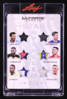 Lionel Messi / Robert Lewandowski / Karim Benzema / Cristiano Ronaldo / Neymar Jr. / Wayne Rooney 2024 Leaf Ultimate Sports Star Spangles Six Game-Used Memorabilia Silver #SSS3 #1/2 at PristineAuction.com