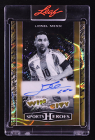 Lionel Messi 2025 Leaf Sports Heroes Win City Autographs Gold Lava #WC-LM1 #1/1 at PristineAuction.com