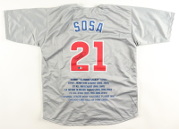 Sammy Sosa Signed Career Highlight Stat Jersey (Beckett) at PristineAuction.com