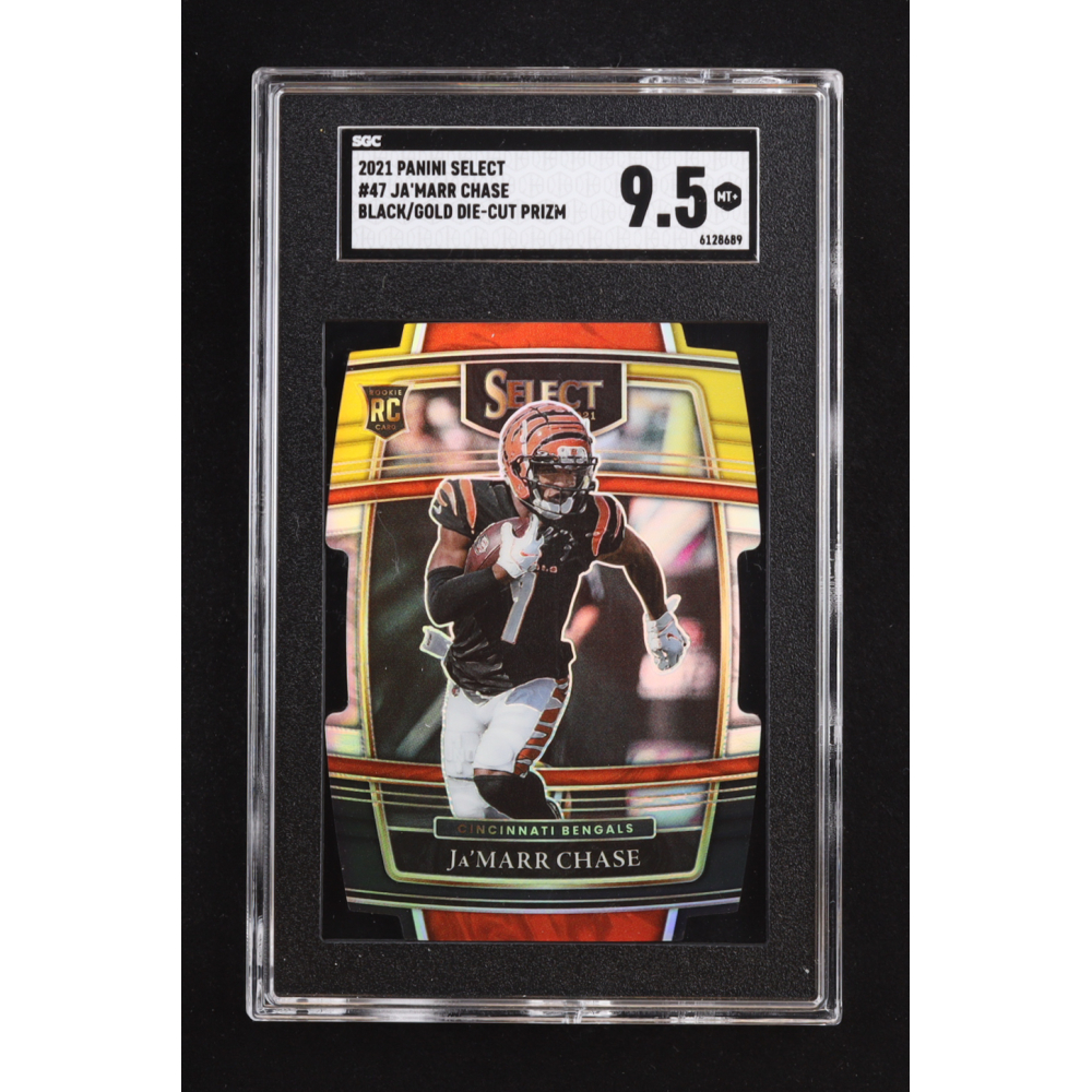 Ja'Marr Chase 2021 Select Prizm Black and Gold Die Cut #47 RC (SGC 9.5) at PristineAuction.com