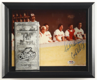 Cal Ripken Jr. & Rick Dempsey Signed Orioles Custom Framed Photo Display With 1995 Ripken Most Consecutive Games Pewter Ticket (PSA) at PristineAuction.com