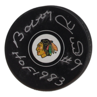 Bobby Hull Signed Blackhawks Logo Hockey Puck Inscribed "HOF 1983" (Fanatics) at PristineAuction.com