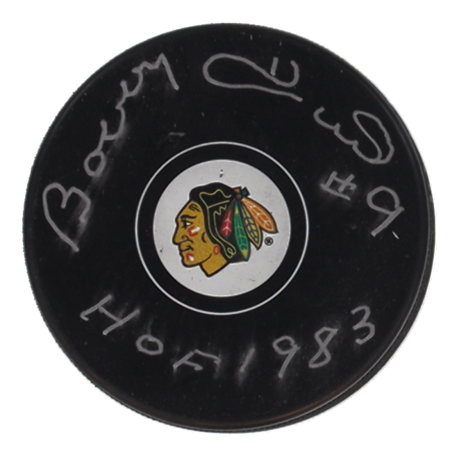 Bobby Hull Signed Blackhawks Logo Hockey Puck Inscribed "HOF 1983" (Fanatics) at PristineAuction.com Bobby Hull Signed Blackhawks Logo Hockey Puck Inscribed "HOF 1983" (Fanatics) at PristineAuction.com